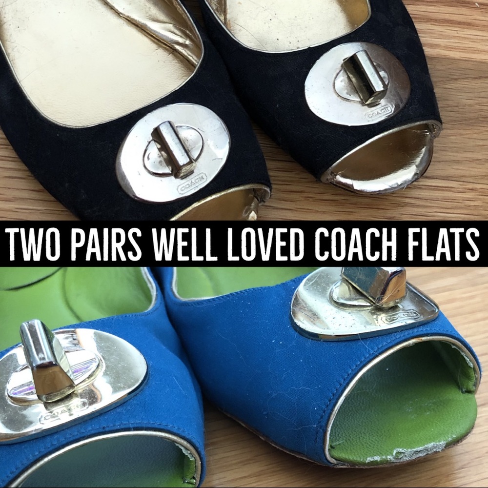 Two Pairs of Coach Flats—For Repair